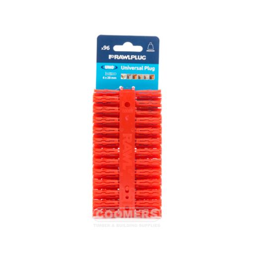 Picture of Rawlplug Red Uno Plug 6 x 28mm (Pack of 96)