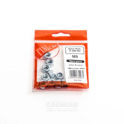 Picture of Nylon Insert Nuts Zinc M8 (Bag of 10)