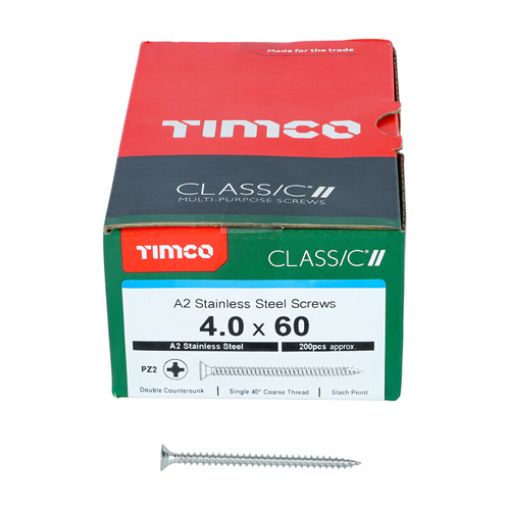 Picture of A2 Stainless Steel Screws 4.0 x 60mm (Box of 200)