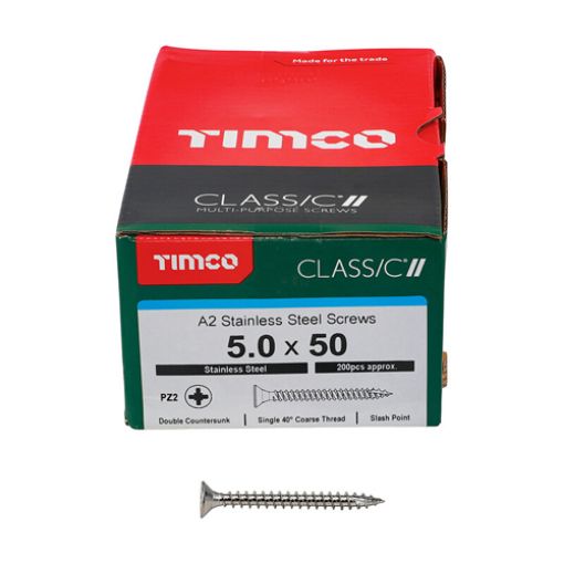 Picture of A2 Stainless Steel Screws 5 x 50mm (Box of 200)