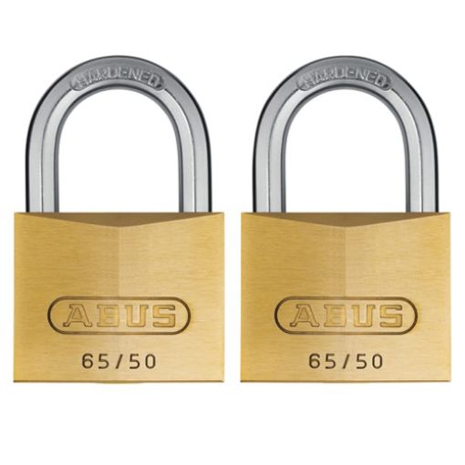 Picture of Abus 65/50mm Brass Padlock Twin Pack