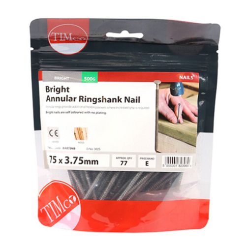 Picture of Bright Annular Ringshank Nail 75 x 3.75mm - 0.5KG