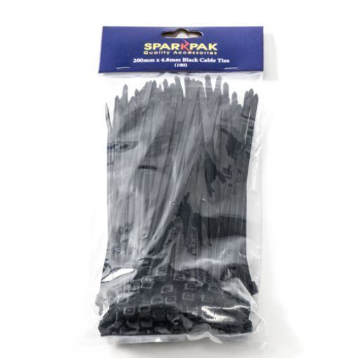 Picture of Cable Ties Black 200 x 4.8mm Pack of 100