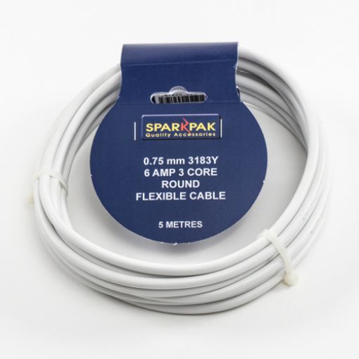 Picture of 3-Core White Flex 0.75mm x 5Mtr 6 Amp 3183Y