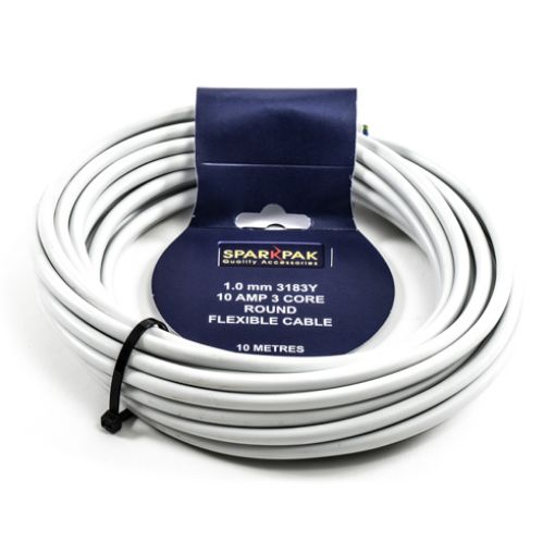 Picture of 3-Core White Flex 6A 1.0mm x 10Mtr 3183Y