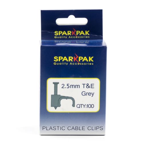 Picture of T and E Clips Grey 2.5mm Box of 100