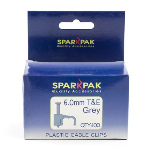Picture of T and E Clips Grey 6.0mm Box of 100