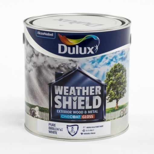Picture of Dulux Weathershield One Coat Gloss Pure Brilliant White 2.5Ltr