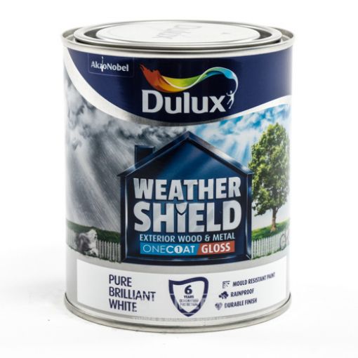 Picture of Dulux Weathershield One Coat Gloss Pure Brilliant White 750ml