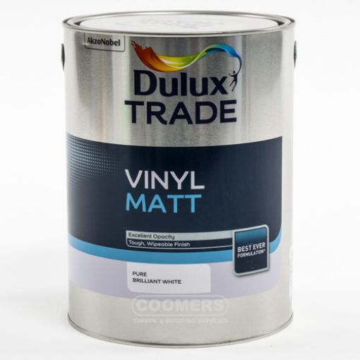 Picture of Dulux Trade Vinyl Matt Pure Brilliant White 5Ltr