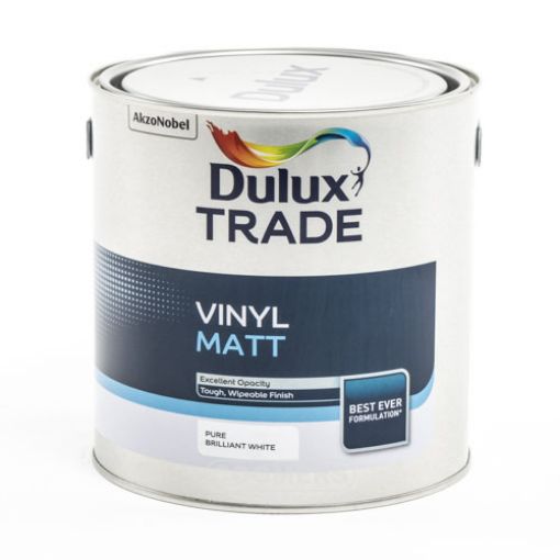 Picture of Dulux Trade Vinyl Matt Pure Brilliant White 2.5Ltr