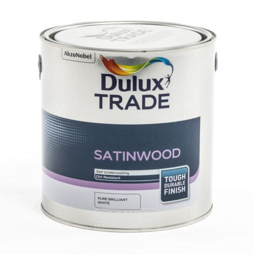 Picture of Dulux Trade Satinwood Pure Brilliant White 2.5Ltr