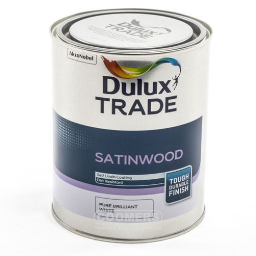 Picture of Dulux Trade Satinwood Pure Brilliant White 1Ltr