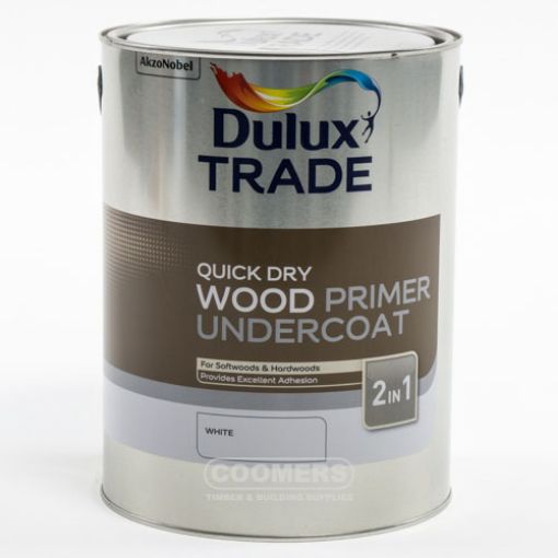 Picture of Dulux Trade Quick Drying Wood Primer Undercoat White 5Ltr