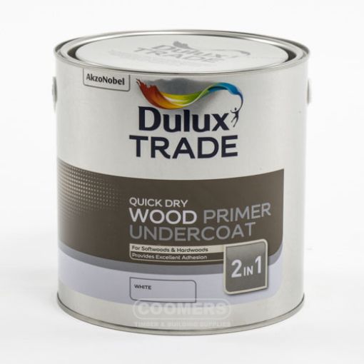 Picture of Dulux Trade Quick Drying Wood Primer Undercoat White 2.5Ltr