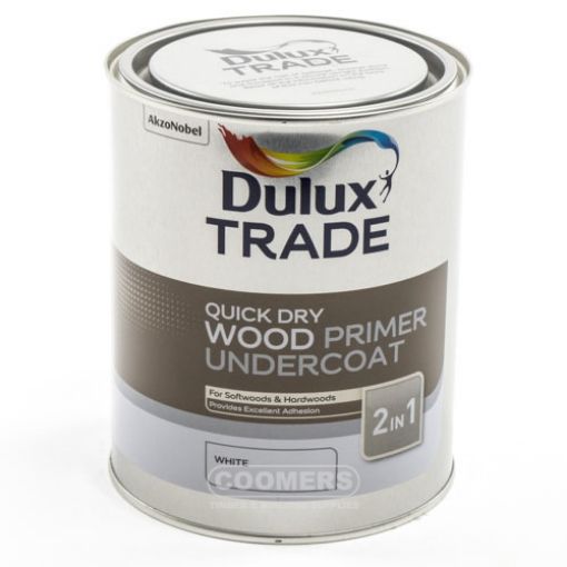 Picture of Dulux Trade Quick Drying Wood Primer Undercoat White 1Ltr