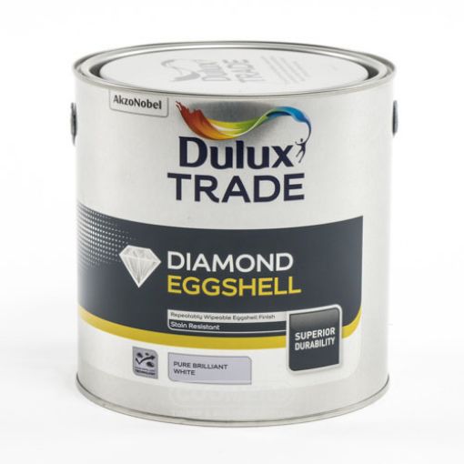 Picture of Dulux Trade Diamond Eggshell Pure Brilliant White 2.5Ltr