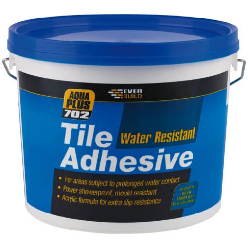 Picture of Everbuild 702 Water Resistant Tile Adhesive, White, 7.5KG