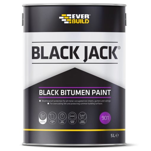 Picture of Everbuild Black Jack 901 Bitumen Paint, Black, 5Litre