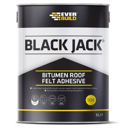 Picture of Everbuild Black Jack 904 Roof Felt Adhesive, Black, 5 Litre