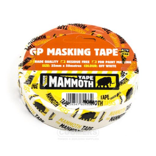 Picture of Everbuild Mammoth General Purpose Trade Quality Masking Tape, Off White, 25mm x 50Mtr