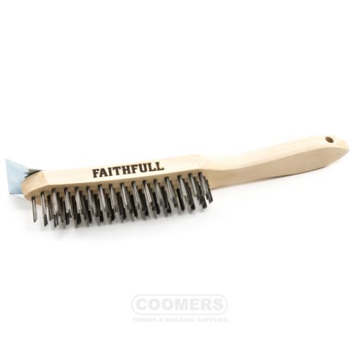 Picture of Faithfull Heavy Duty 4-Row Scratch Brush With Scraper