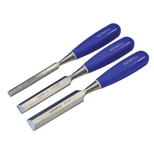 Picture of Faithfull Bevel Edge Chisel Blue Grip Set, 3 Piece