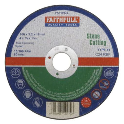 Picture of Faithfull Stone Cut Off Disc 100 x 3.2 x 16mm