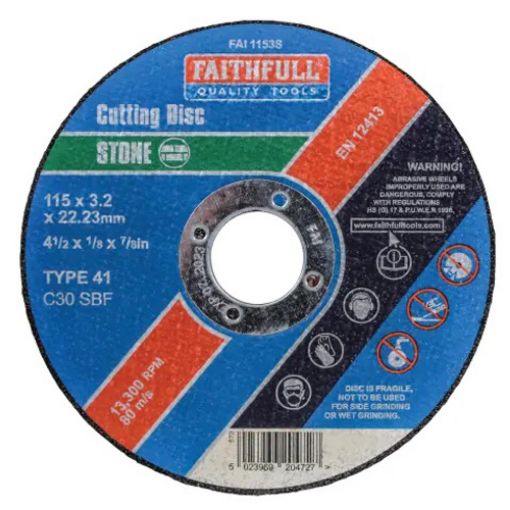 Picture of Faithfull Stone Cut Off Disc 115 x 3.2 x 22.23mm