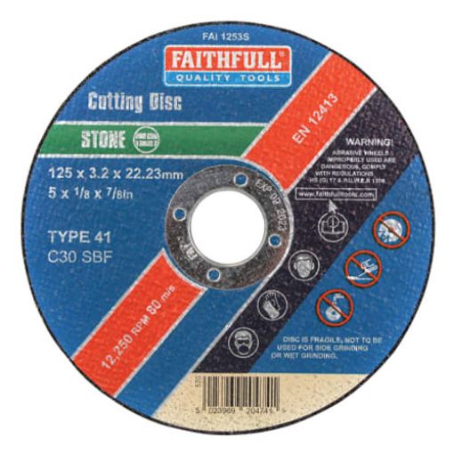 Picture of Faithfull Stone Cut Off Disc 125 x 3.2 x 22.23mm