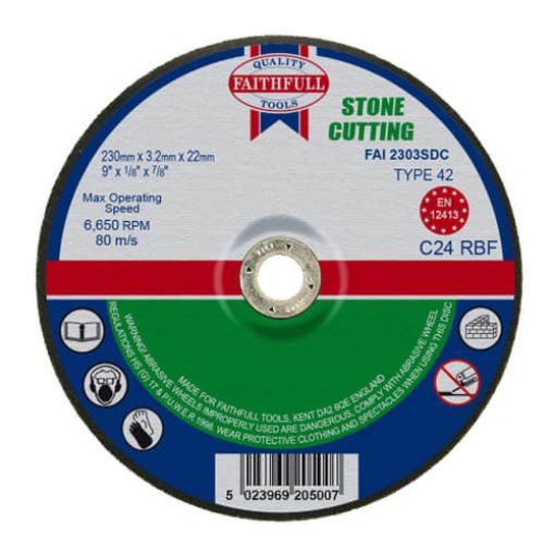 Picture of Faithfull Depressed Centre Stone Cutting Disc 230 x 3.2 x 22.23mm