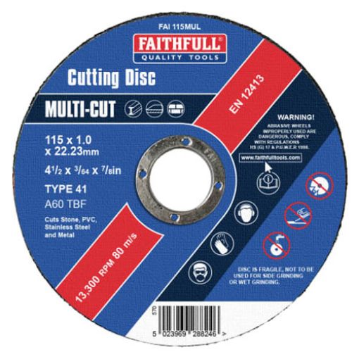 Picture of Faithfull Multi-Purpose Cutting Disc 115 x 1.0 x 22.23mm (Pack of 10)