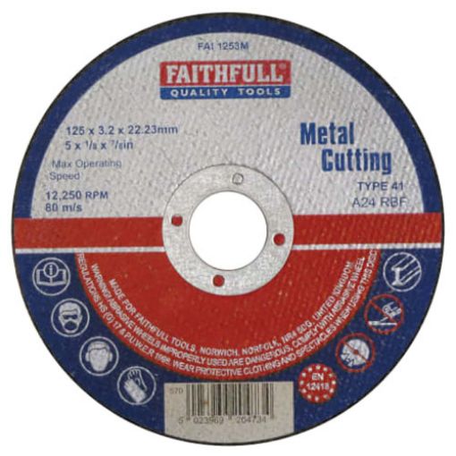 Picture of Faithfull Metal Cut Off Disc 125 x 3.2 x 22.23mm