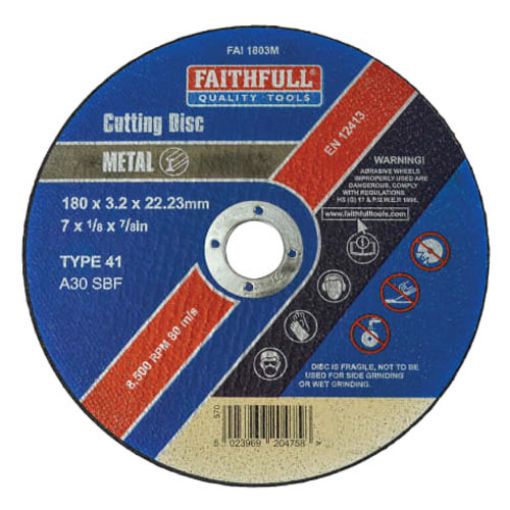 Picture of Faithfull Metal Cut Off Disc 180 x 3.2 x 22.23mm