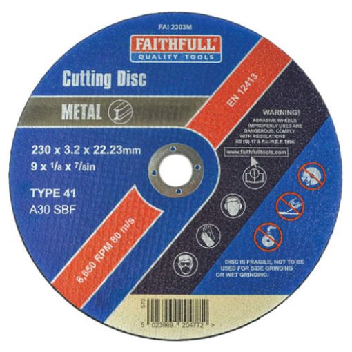 Picture of Faithfull Metal Cut Off Disc 230 x 3.2 x 22.23mm