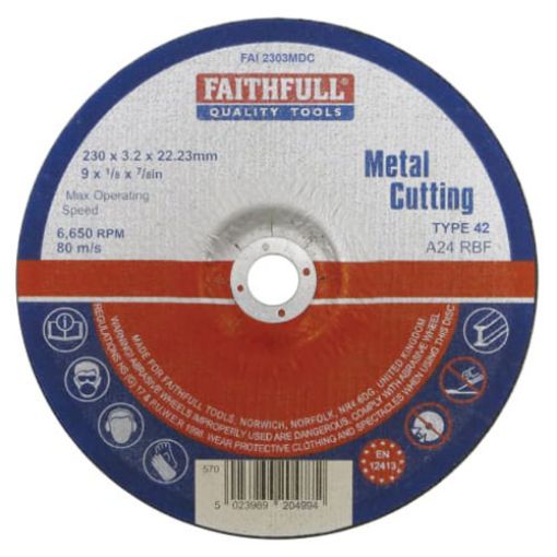 Picture of Faithfull Depressed Centre Metal Cutting Disc 230 x 3.2 x 22.23mm