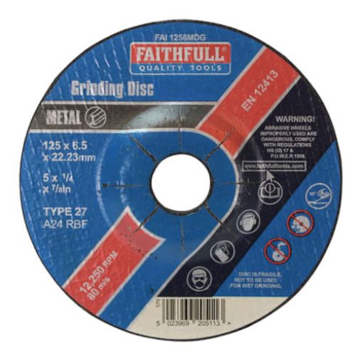Picture of Faithfull Depressed Centre Metal Grinding Disc 125 x 6.5 x 22.23mm