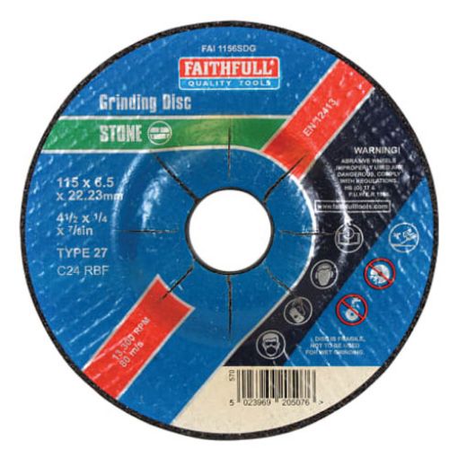 Picture of Faithfull Depressed Centre Stone Grinding Disc 115 x 6 x 22.23mm