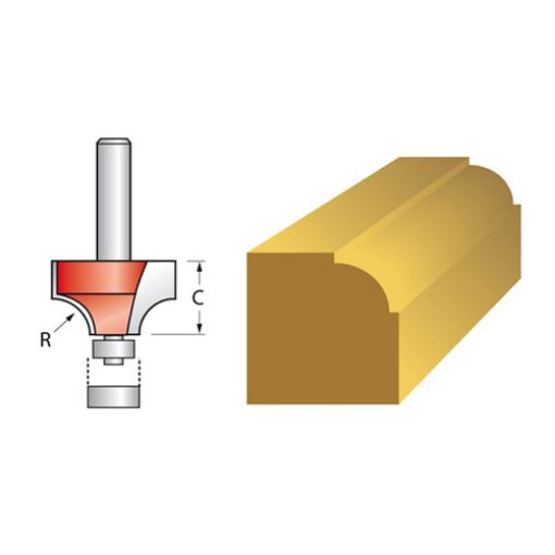 Picture of Faithfull Router Bit TCT 6.3mm Rounding Over 1/4in Shank