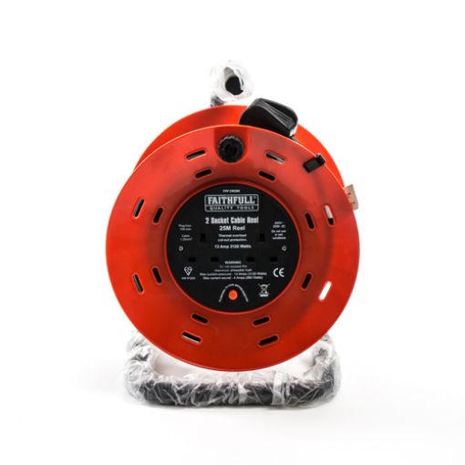 Picture of Faithfull Twin Socket Open Cable Reel 25Mtr 240v