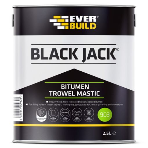 Picture of Everbuild Black Jack 903 Bitumen Trowel Mastic, Black, 2.5Litre