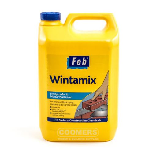 Picture of Feb Wintamix Chloride Free Double Action Frostproofer and Air Entraining Mortar Admixture, 5 Litre