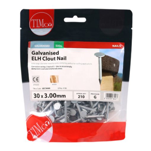 Picture of Clout Nail ELH Galvanised 30 x 3.00mm - 0.5KG