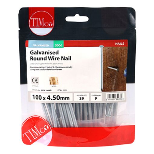 Picture of Galvanised Round Wire Nail 100 x 4.50mm - 0.5KG