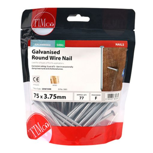 Picture of Galvanised Round Wire Nail 75 x 3.75mm - 0.5KG