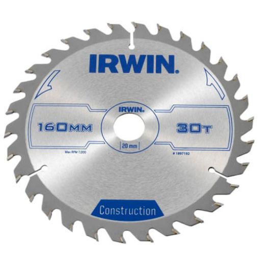 Picture of Irwin Construction Circular Saw Blade 160 x 20mm x 30T ATB