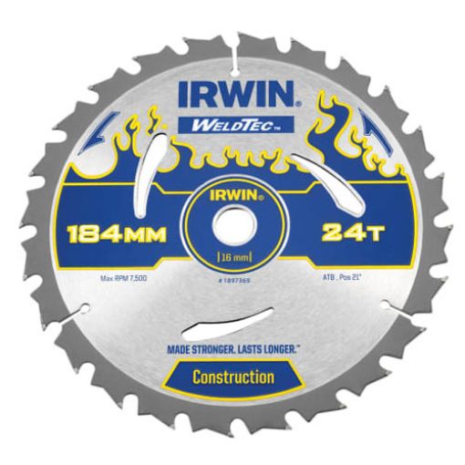 Picture of Irwin Weldtec Circular Saw Blade 184 x 16mm x 24T ATB