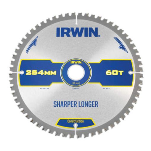 Picture of Irwin Construction Mitre Circular Saw Blade 254 x 30mm x 60T ATB/Neg