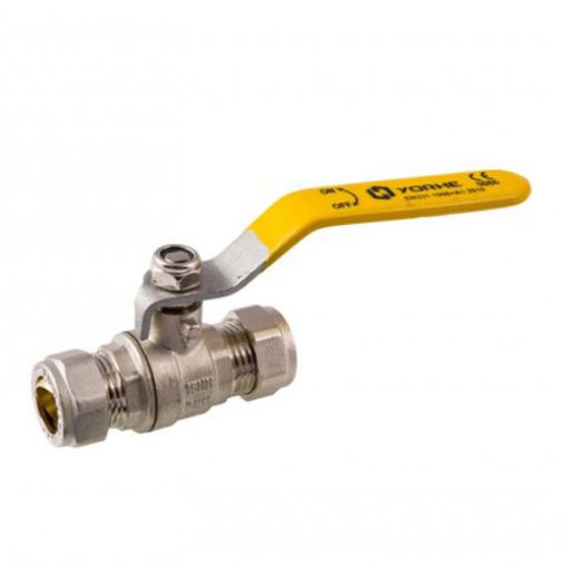 Picture of CE Lever Ballvalve Gas 15mm Yellow Handle