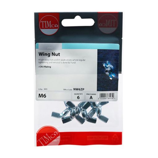 Picture of Wing Nut Zinc M6 (Pack 6)